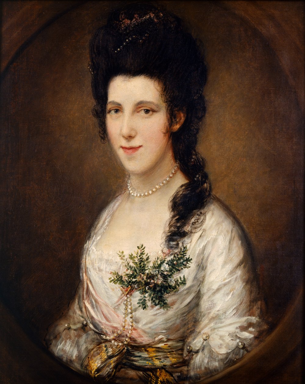 Portrett av en dame (olje på lerret) av Thomas (attr. to) Gainsborough