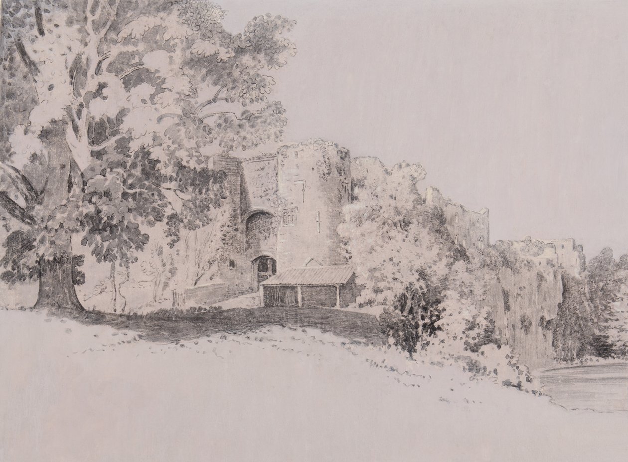 Chepstow Castle (penn, pensel og blekk på gouachegrunn) av Thomas (attr. to) Tudor