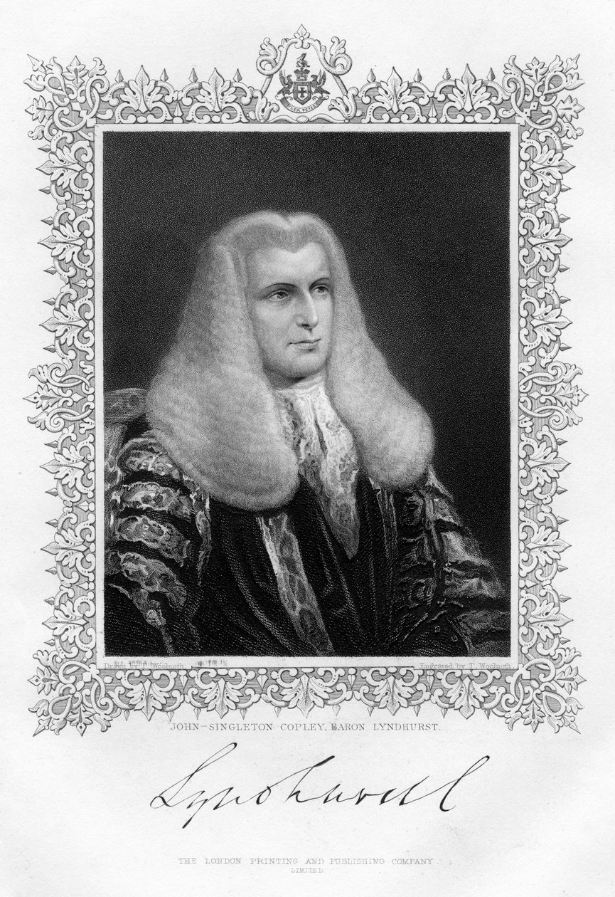 John Singleton Copley 1738-1815, britisk lordkansler og politiker, 1800-tallet. av Thomas A. Woolnoth