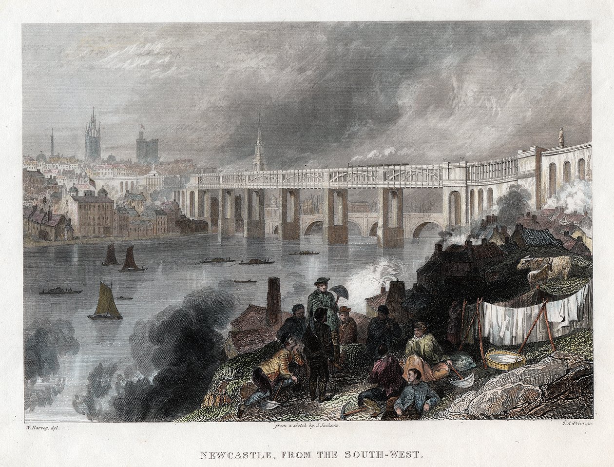 High Level Bridge over Tyne ved Newcastle, 1849 av Thomas Abiel Prior