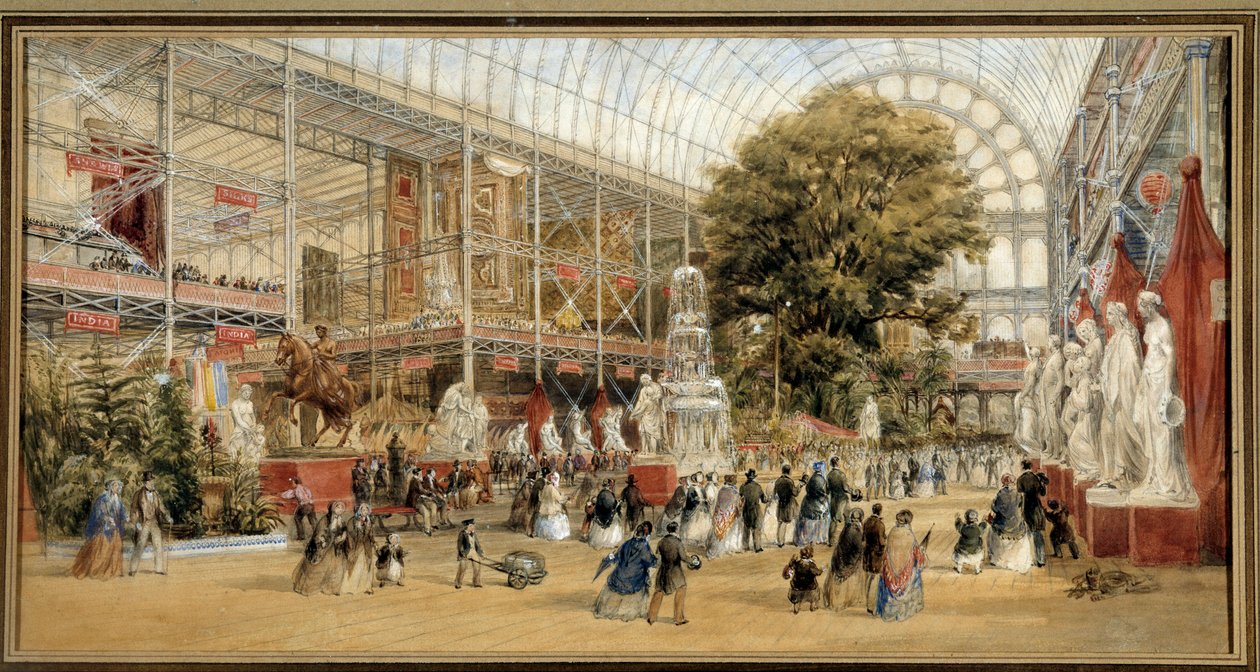 Dronning Victoria (1819-1901) besøker 1851-utstillingen på Crystal Palace i London. Verdensutstillingen 1851. Maleri av Thomas Abiel Prior (1809-1886) Ec. Ang. av Thomas Abiel Prior
