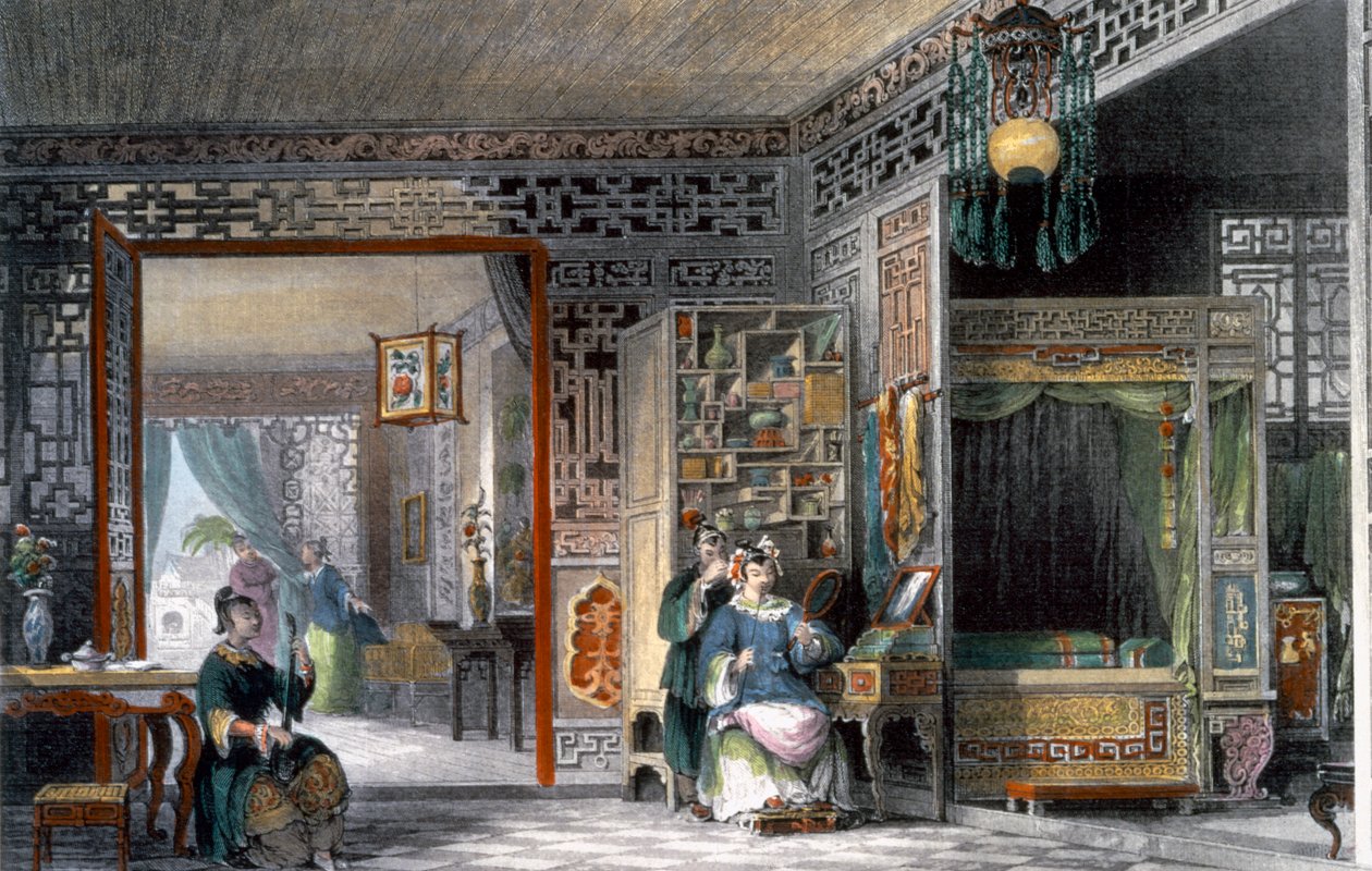 Boudoir og sengekammer til en dame av rang, Kina, 1843 av Thomas Allom