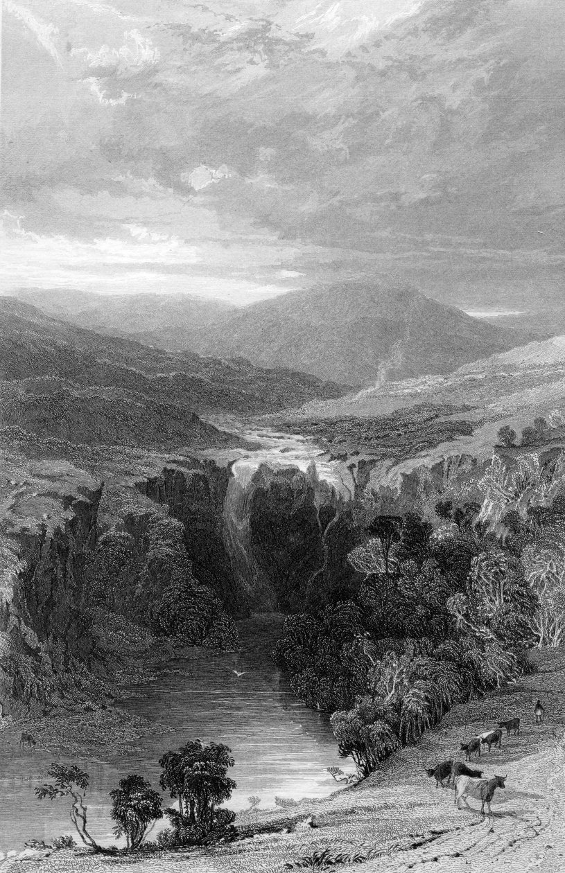 High Force by the Tees, Durham, ca. 1835 av Thomas Allom