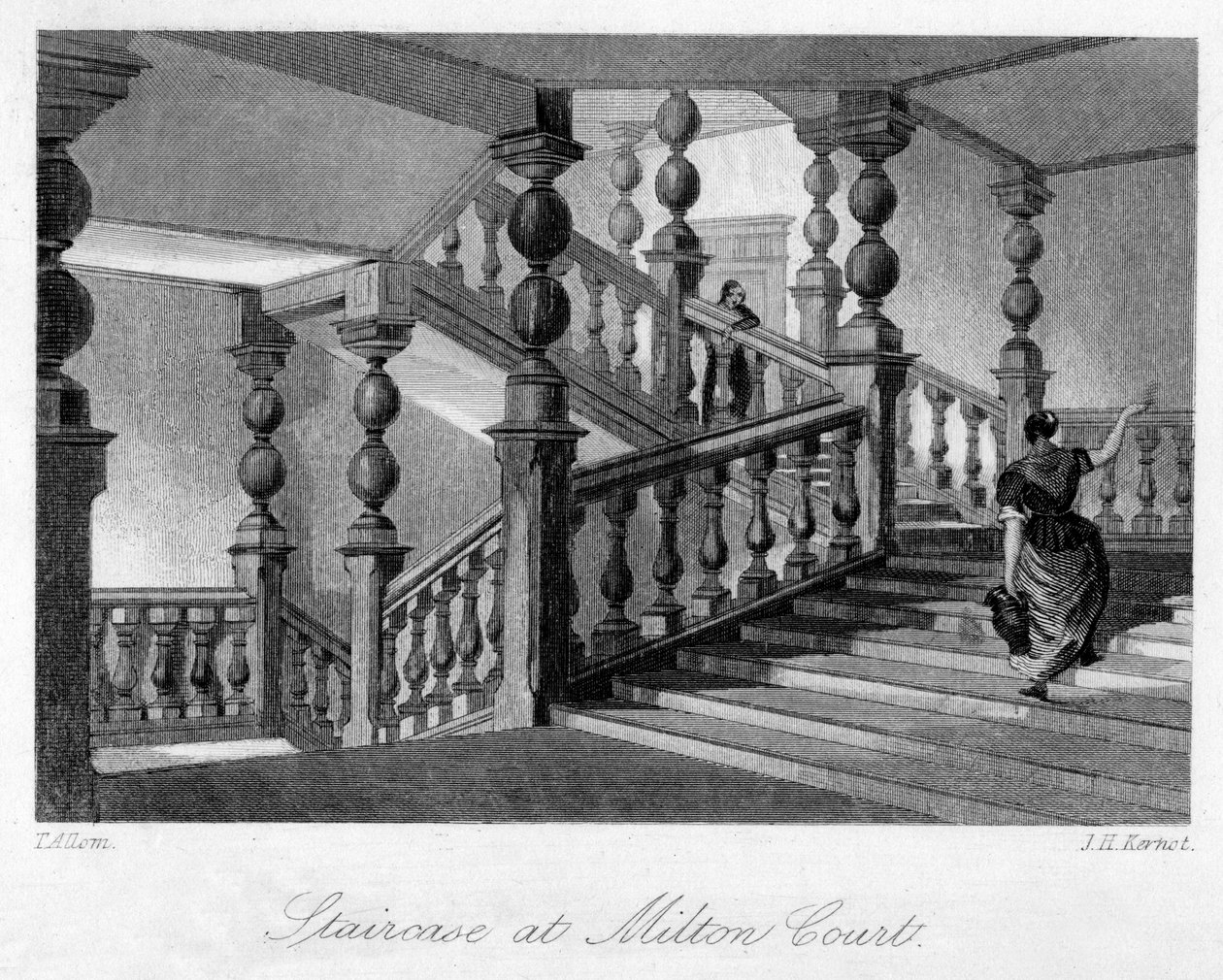 Trapp ved Milton Court, nær Dorking, Surrey, 1800-tallet. av Thomas Allom