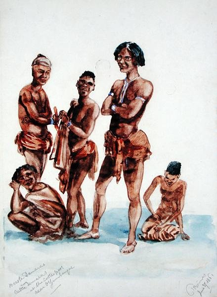 Damaras ved Cattle Pull av Thomas Baines