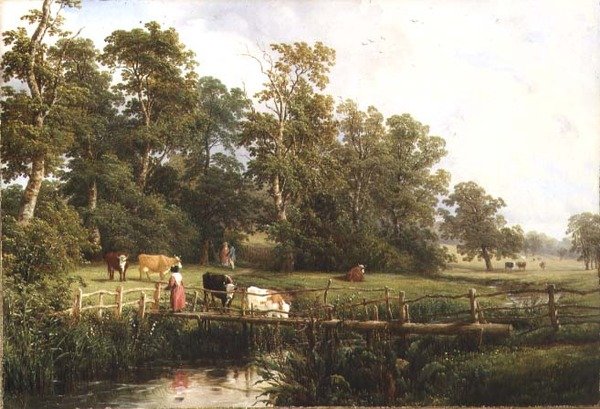 En rustikk bro, Stoneleigh Park av Thomas Baker