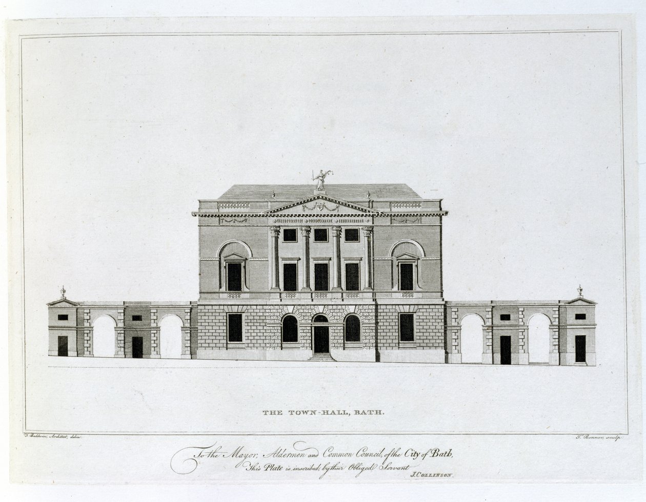 Rådhuset, Bath, gravert av T. Bonnor av Thomas Baldwin