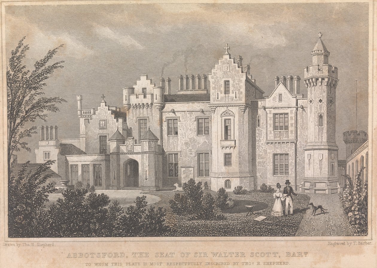 Abbotsford, setet til Sir Walter Scott Bart; side - (bind én) av Thomas Barber