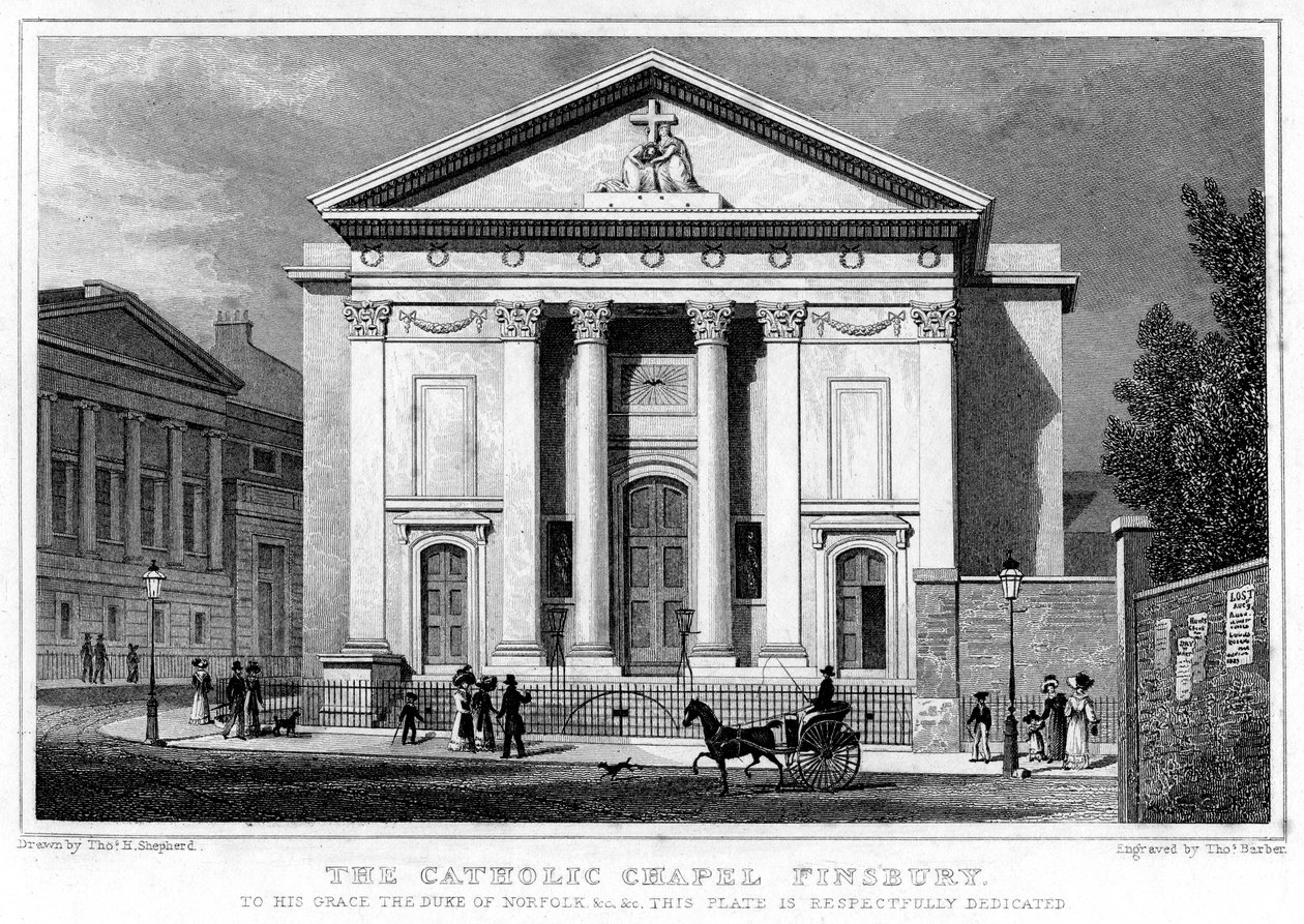 Det katolske kapellet, Finsbury, London, 1827. av Thomas Barber