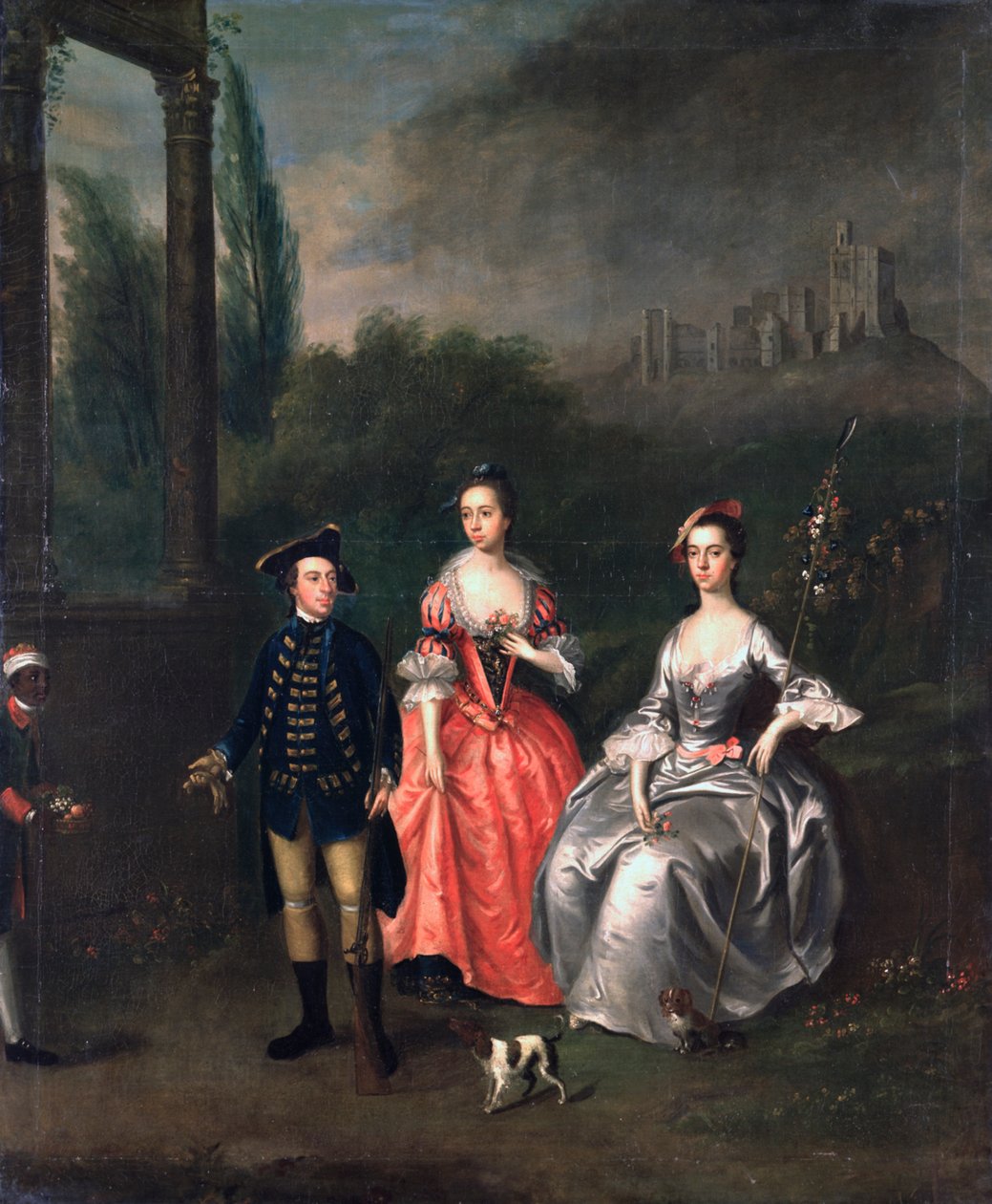 Portrett av kaptein Fenwick, hans kone Isabella Orde og hans søster Ann, ca. 1746 av Thomas Bardwell