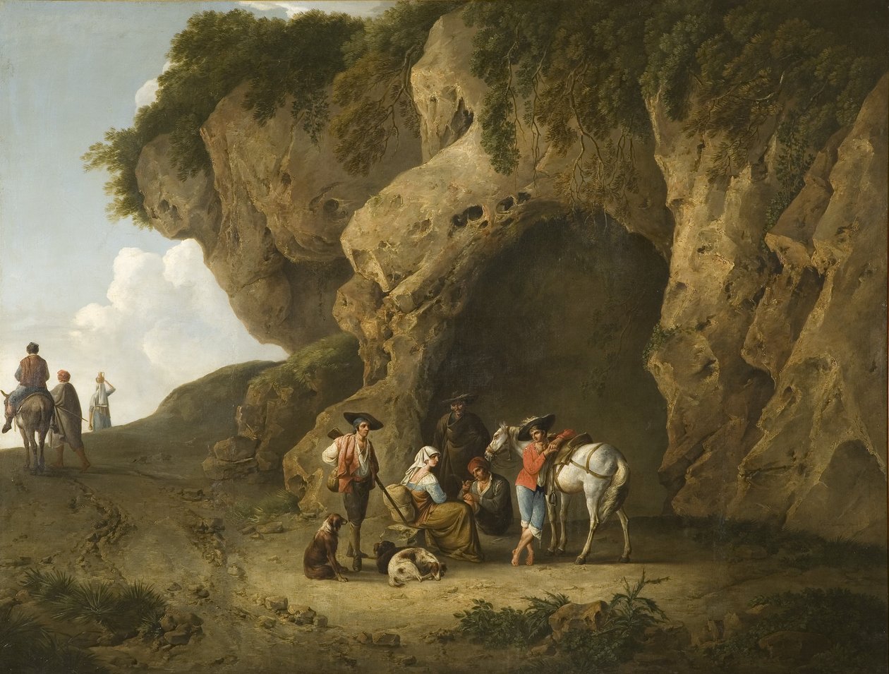 Cavern Scene nær Subiaco, med figurer av Thomas Barker