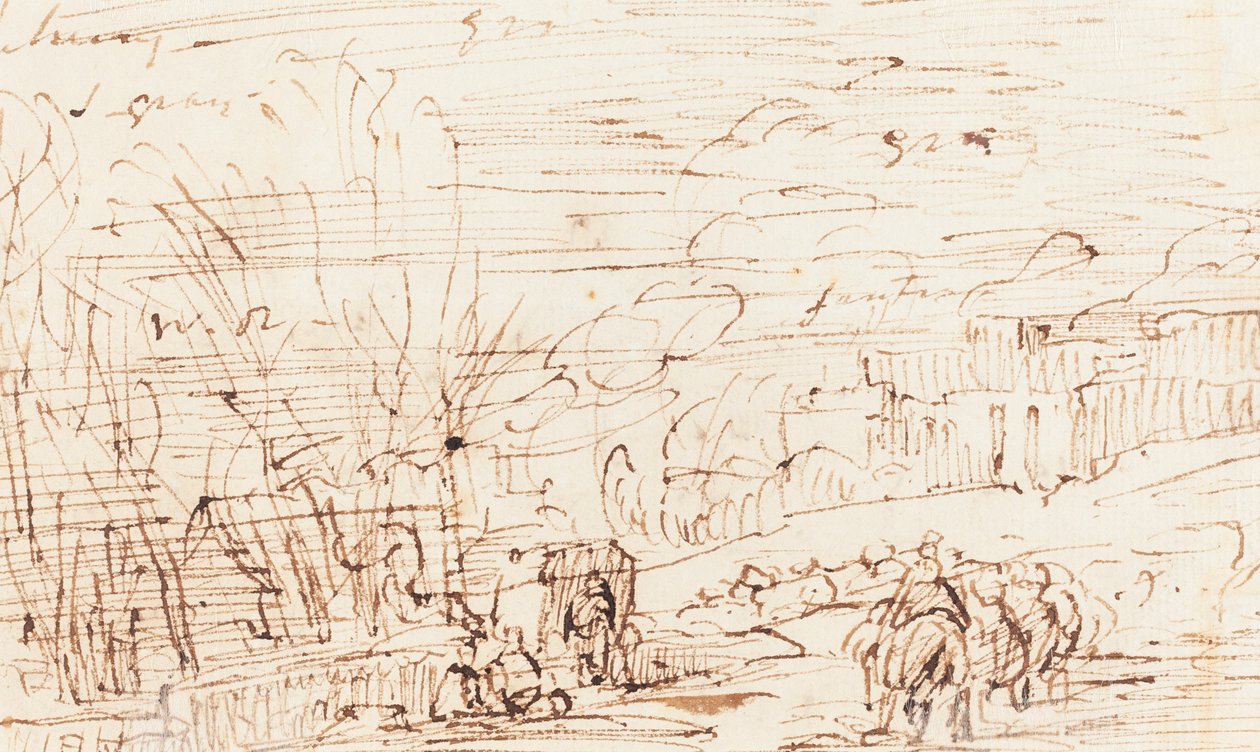 Figurer i et landskap [verso] av Thomas Barker