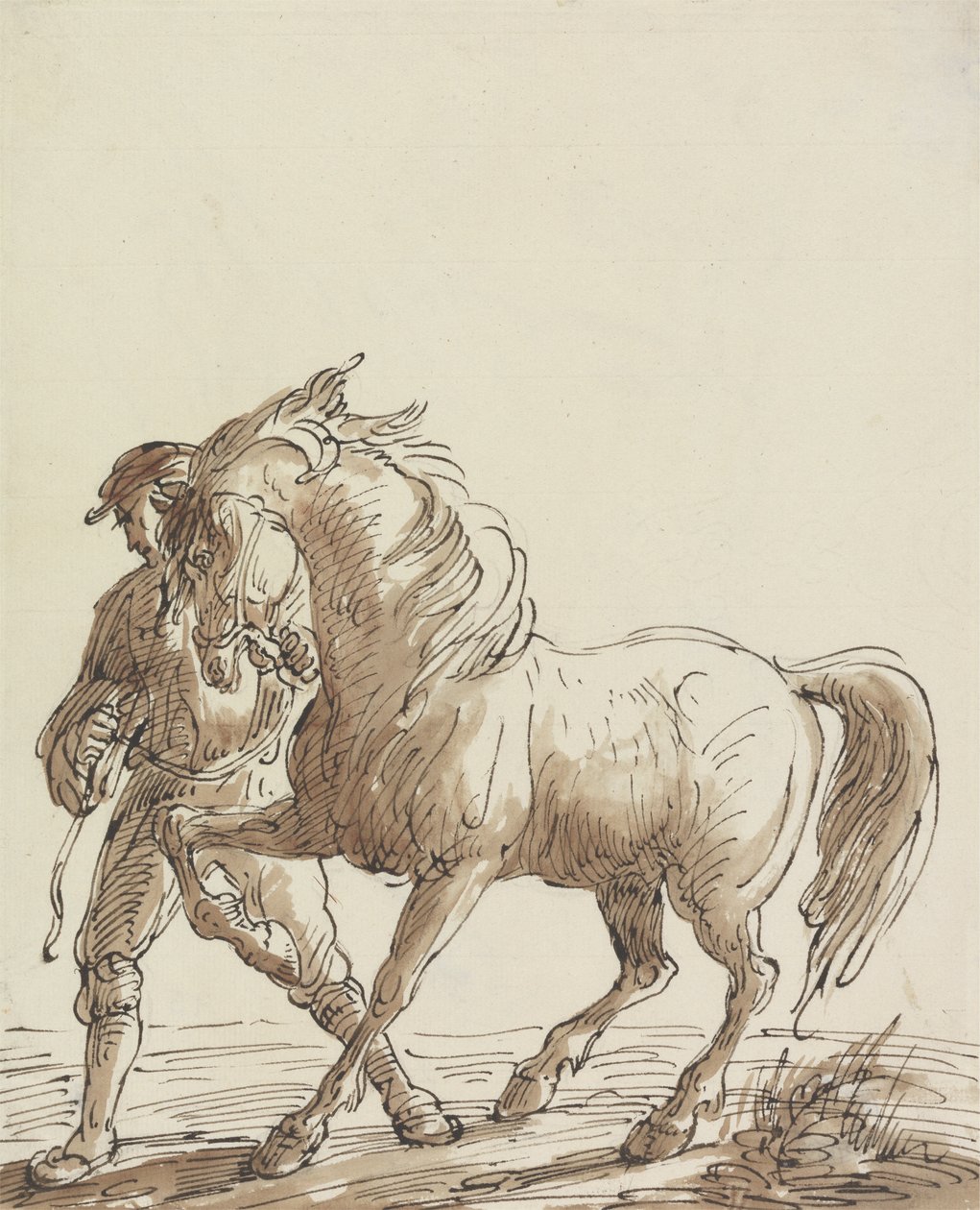 Mann som leder en hest av Thomas Barker