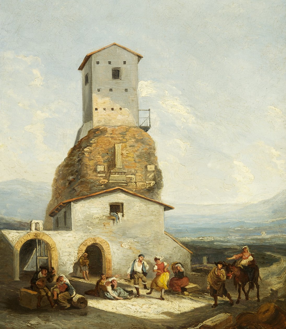 Utsikt i Italia (olje på panel) av Thomas Barker