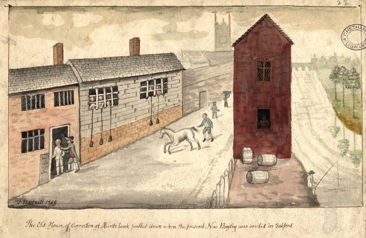 House of Correction, Manchester, 1819 (penn og blekk og wc på papir) av Thomas Barritt