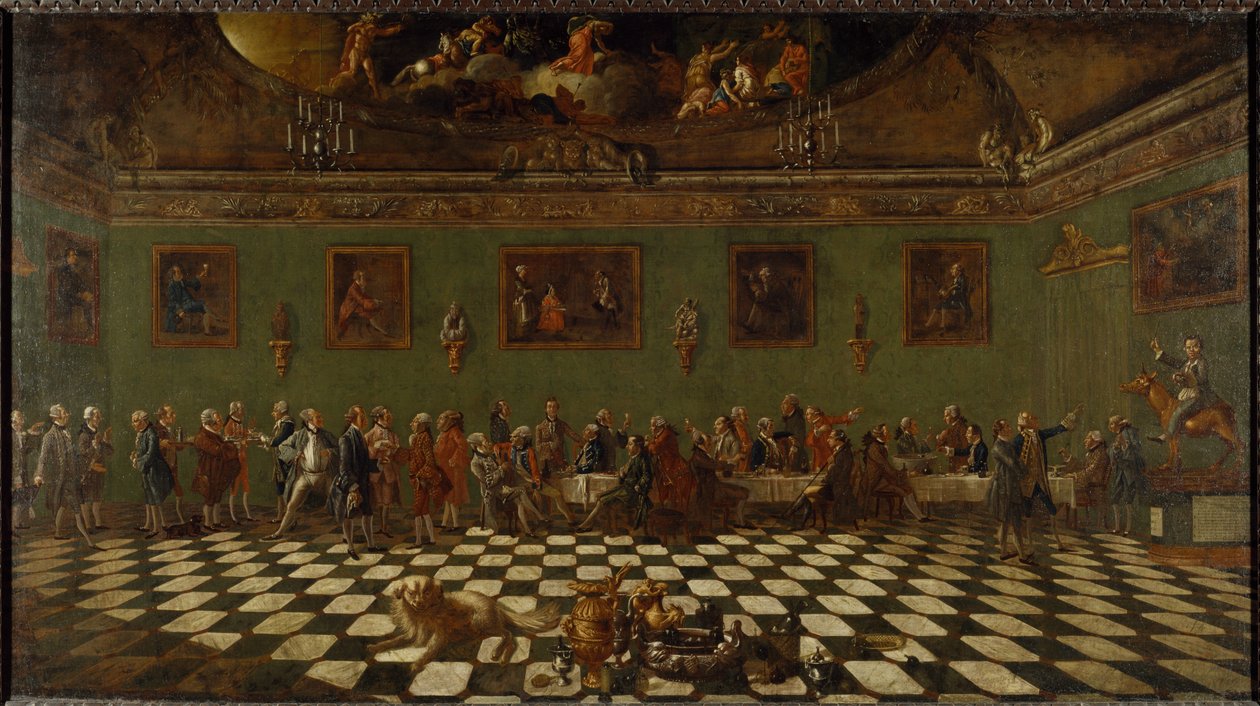 Det engelske klubbhuset i Firenze (olje på lerret) av Thomas and Batoni Pompeo Girolamo Patch