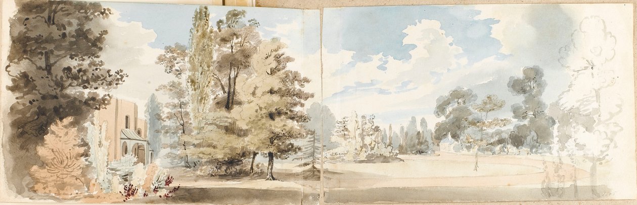 Huset og eiendommen i Merton fra sørøst av Thomas Baxter