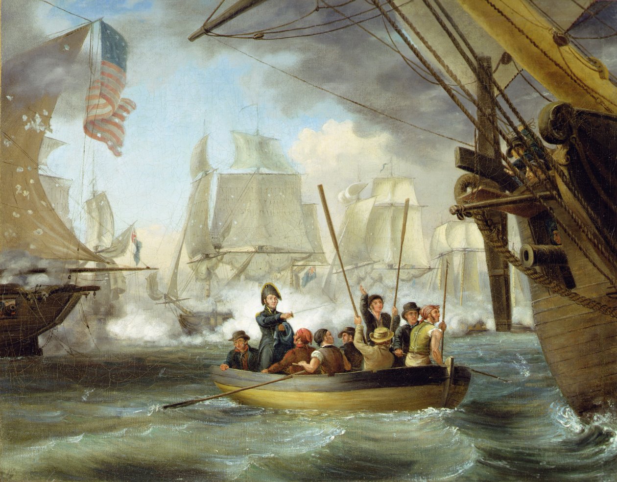 Commodore Perry i slaget ved Lake Erie (olje på lerret) av Thomas Birch