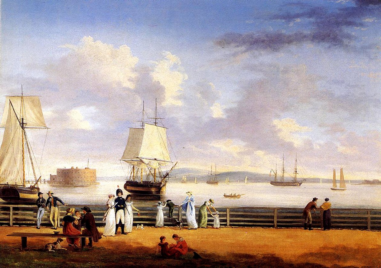 New York havn, ca. 1810 av Thomas Birch