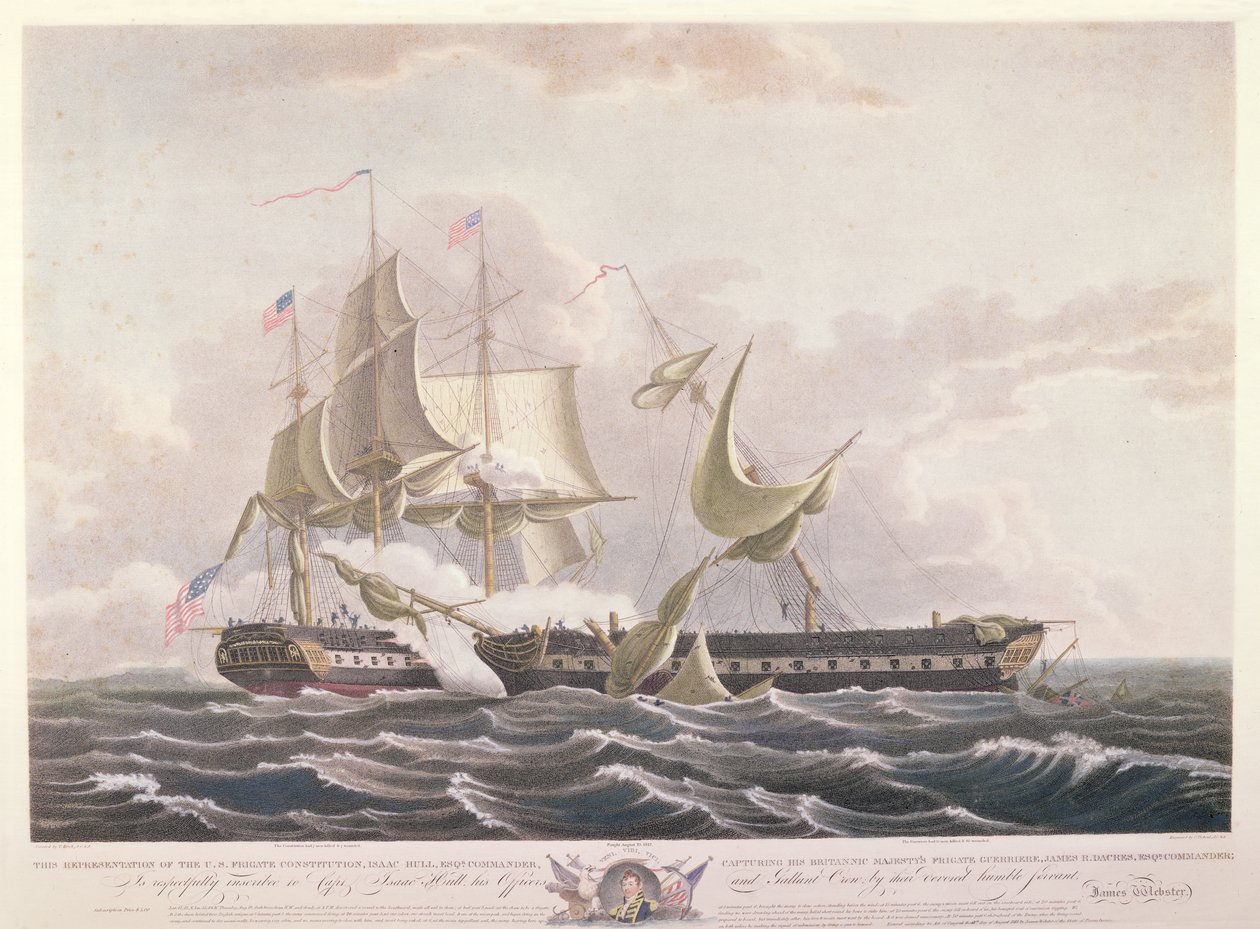 Kampen mellom USS Constitution og HMS Guerriere av Thomas Birch