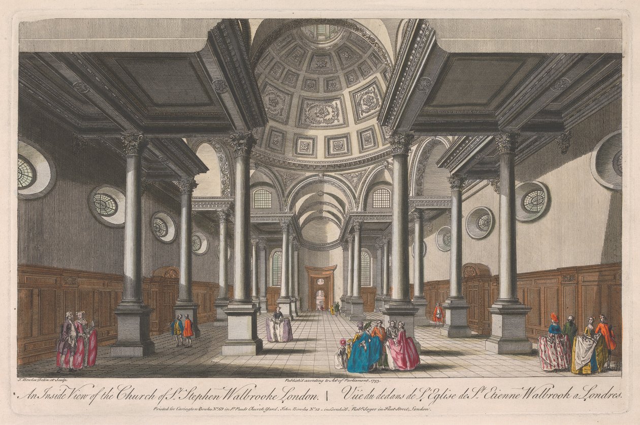 En innvendig utsikt over Church of St. Stephen, Walbrooke, London av Thomas Bowles