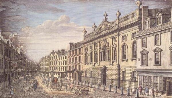Ironmongers Hall og Fenchurch Street, gravering, etter I. Donawell, ca. 1750 av Thomas Bowles