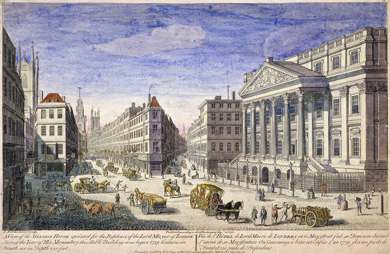 Mansion House eksteriør, London, 1751 av Thomas Bowles