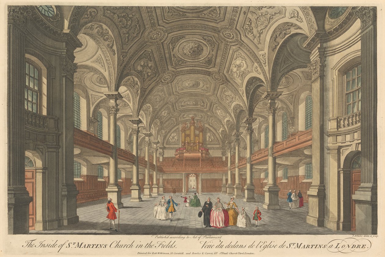 Innsiden av St. Martins kirke i markene av Thomas Bowles