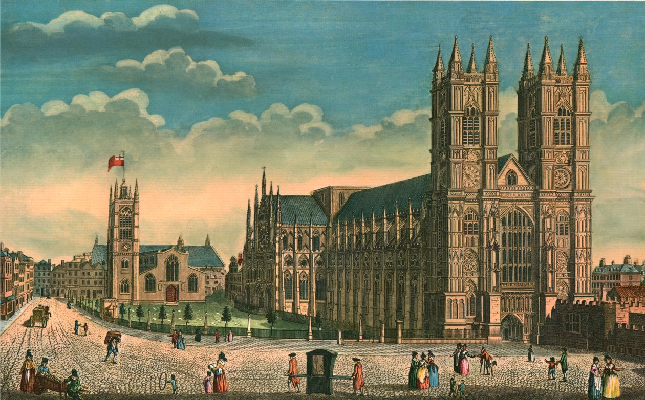 Westminster Abbey og St Margarets Church, c1793. av Thomas Bowles