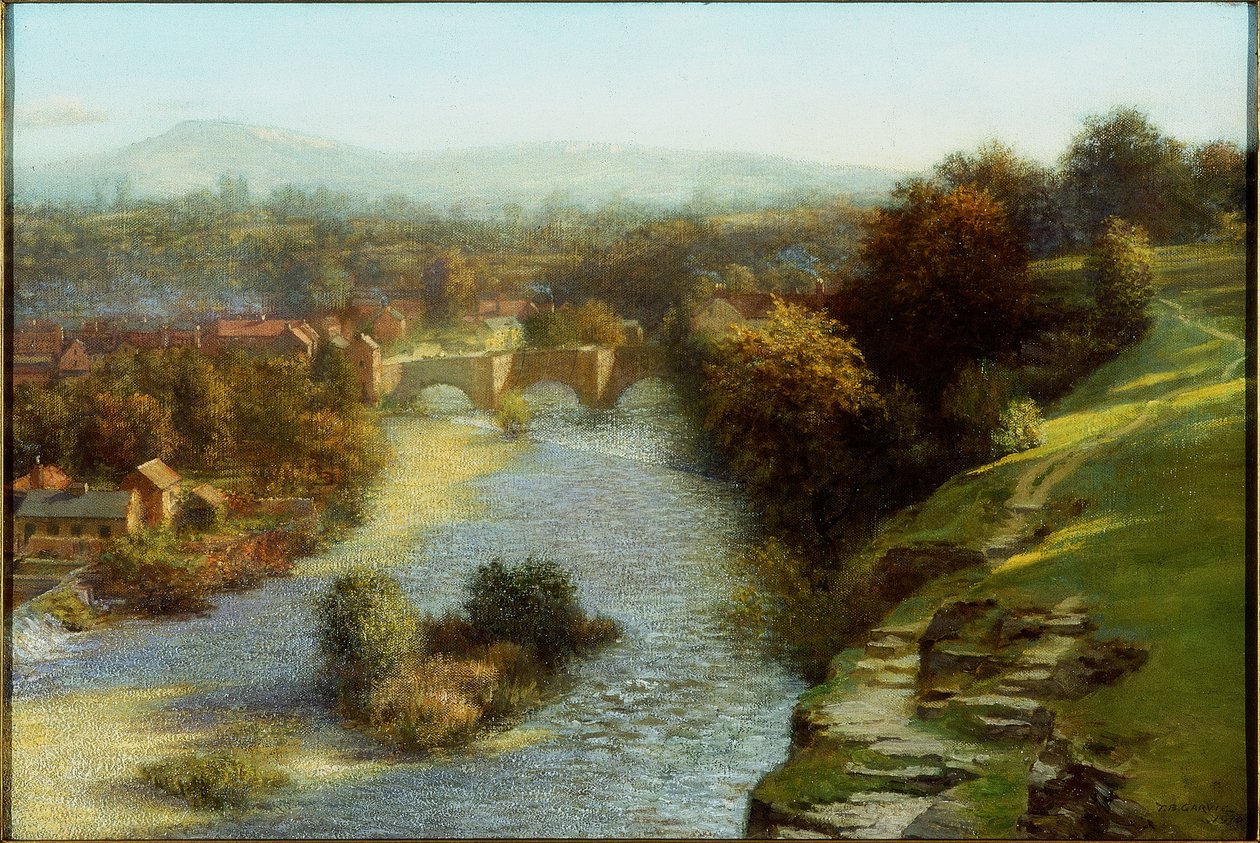 En oktoberflom, Ludlow, Shropshire, 1930 av Thomas Bowman Garvie