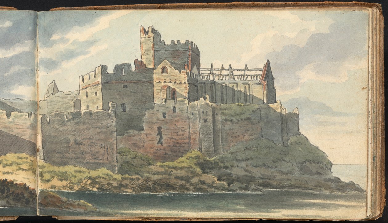 Album of Landscape and Figure Studies: Ruins of a Castle on a Rocky Coastline av Thomas Bradshaw