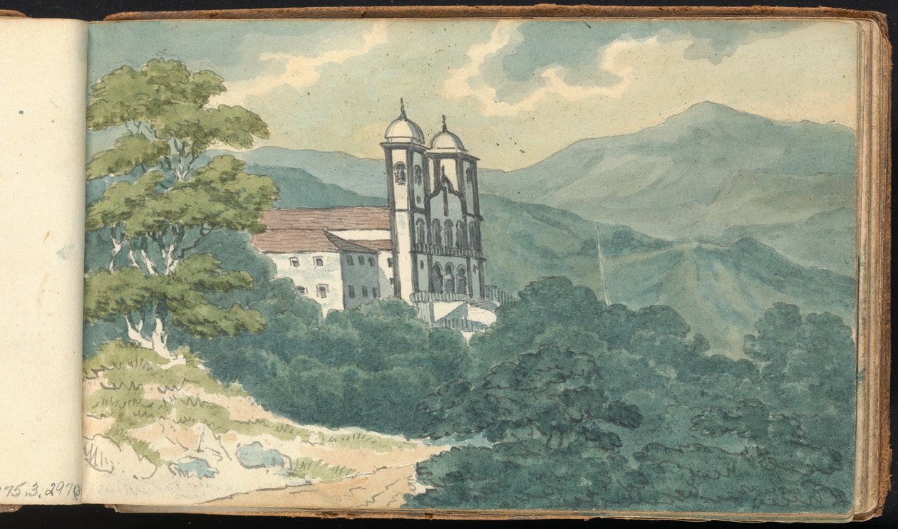 Album med landskaps- og figurstudier: Villa i fjellene av Thomas Bradshaw