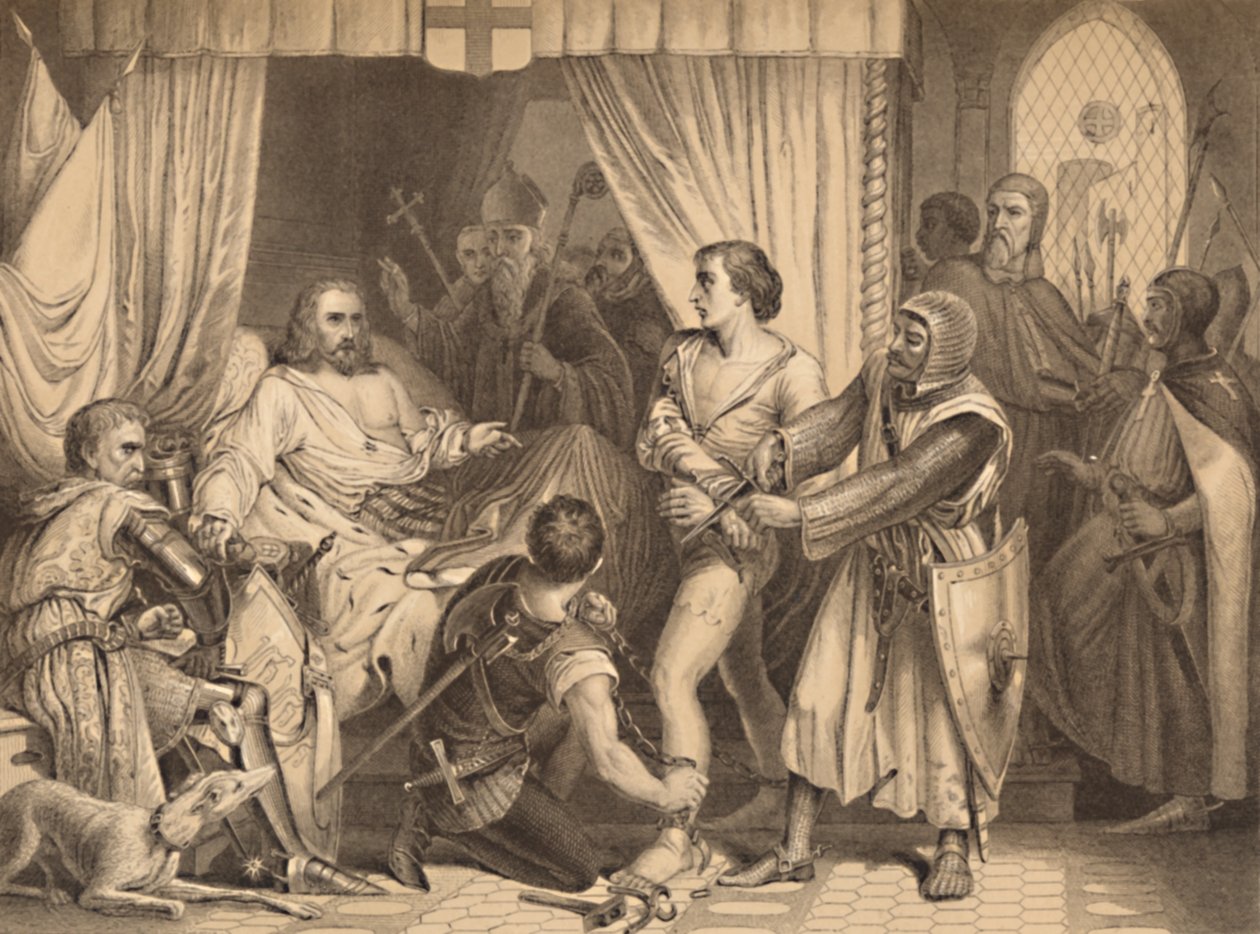 Richard Coeur De Lion Forgiving Bertrand De Gurdun, 1886 av Thomas Brown