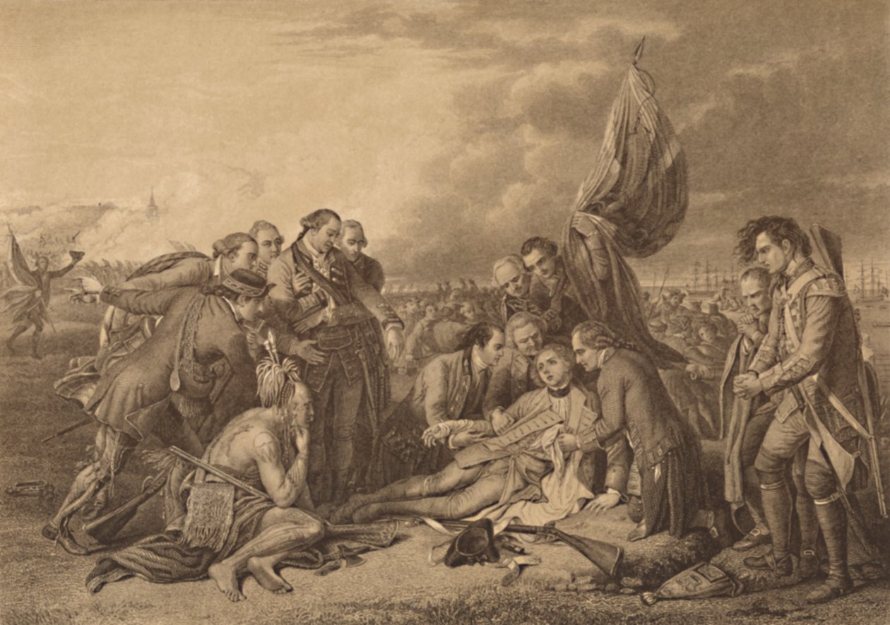 General Wolfes død på Abrahams høyder, Quebec, 13. september 1759, 1886 av Thomas Brown