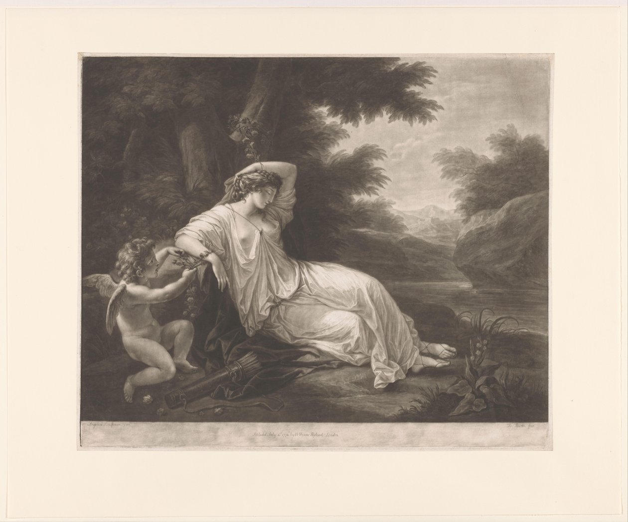 Amor binder den sovende Aglaia til et tre av Thomas Burke