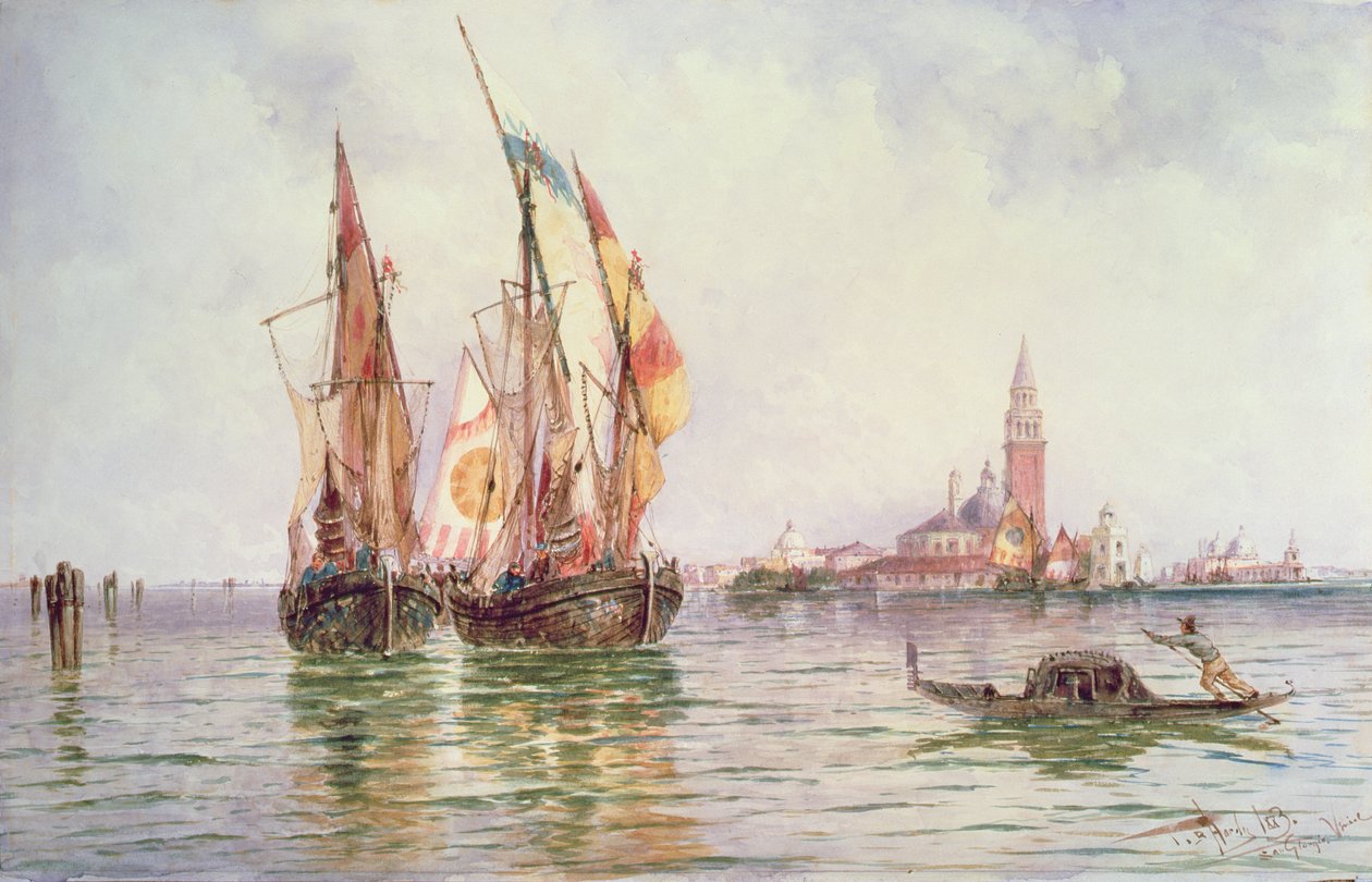 Fiskebåter nær San Giorgio Maggiore, Venezia av Thomas Bush Hardy