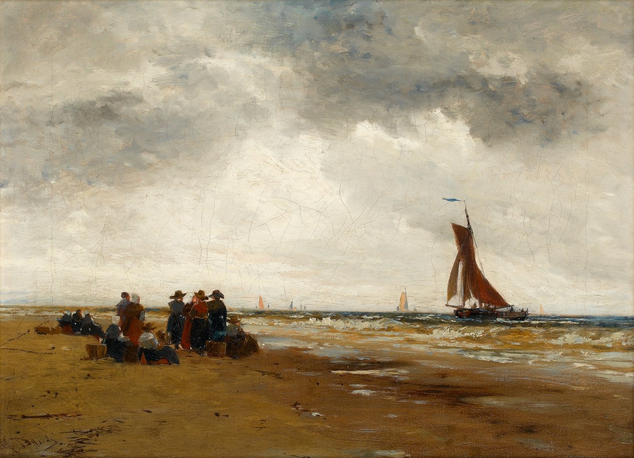 Venter på at fiskebåtene kommer tilbake, Holland av Thomas Bush Hardy