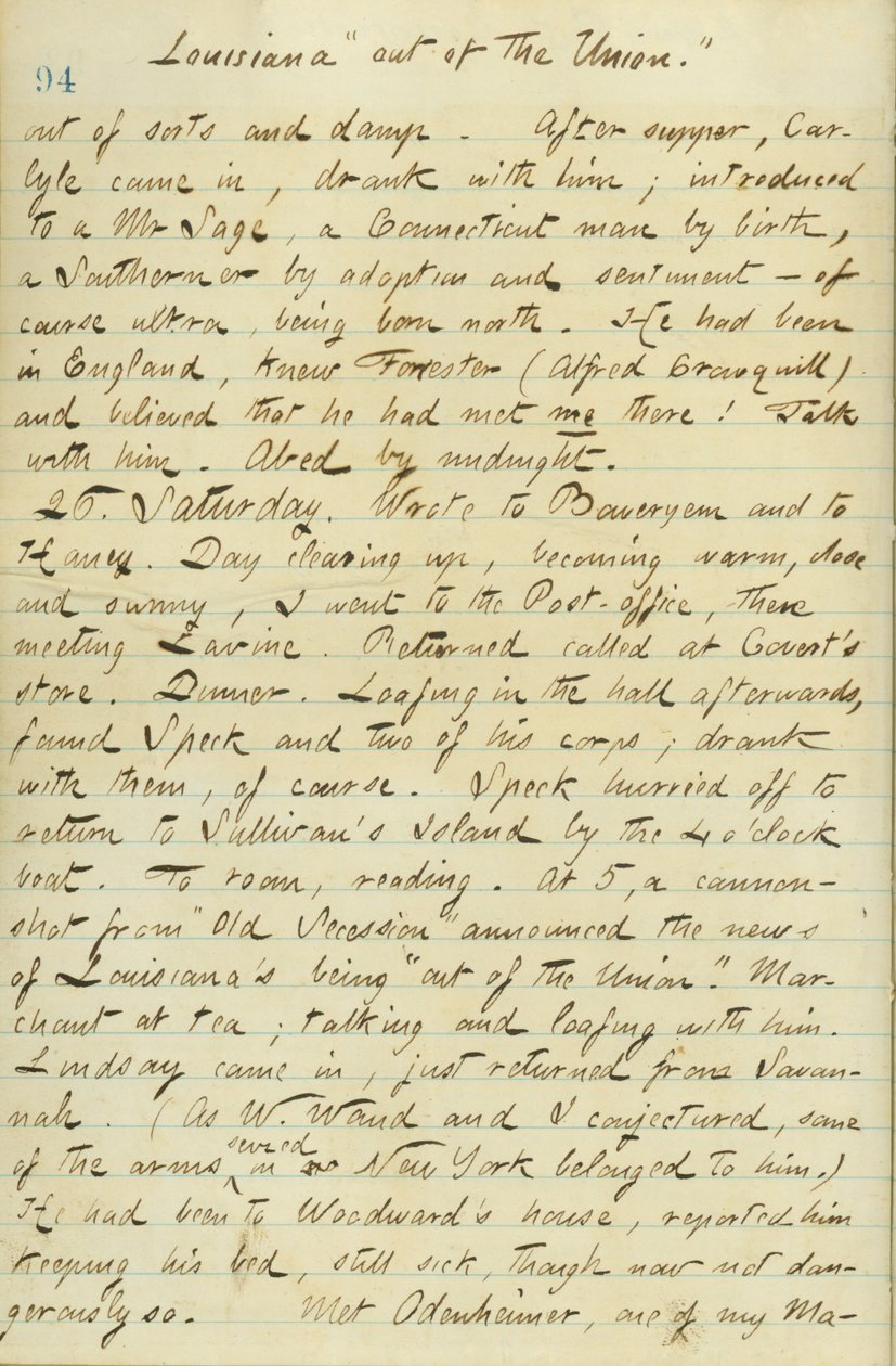 Thomas Butler Gunn Diaries- bind 15, side 104, 25. januar 1861 av Thomas Butler Gunn