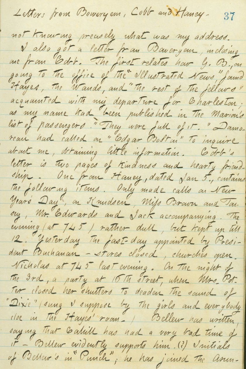 Thomas Butler Gunn Diaries- bind 15, side 44, 6. januar 1861 av Thomas Butler Gunn