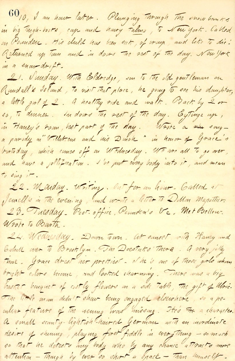 Thomas Butler Gunn Diaries- bind 9, side 71, 20.-24. Februar 1858 av Thomas Butler Gunn
