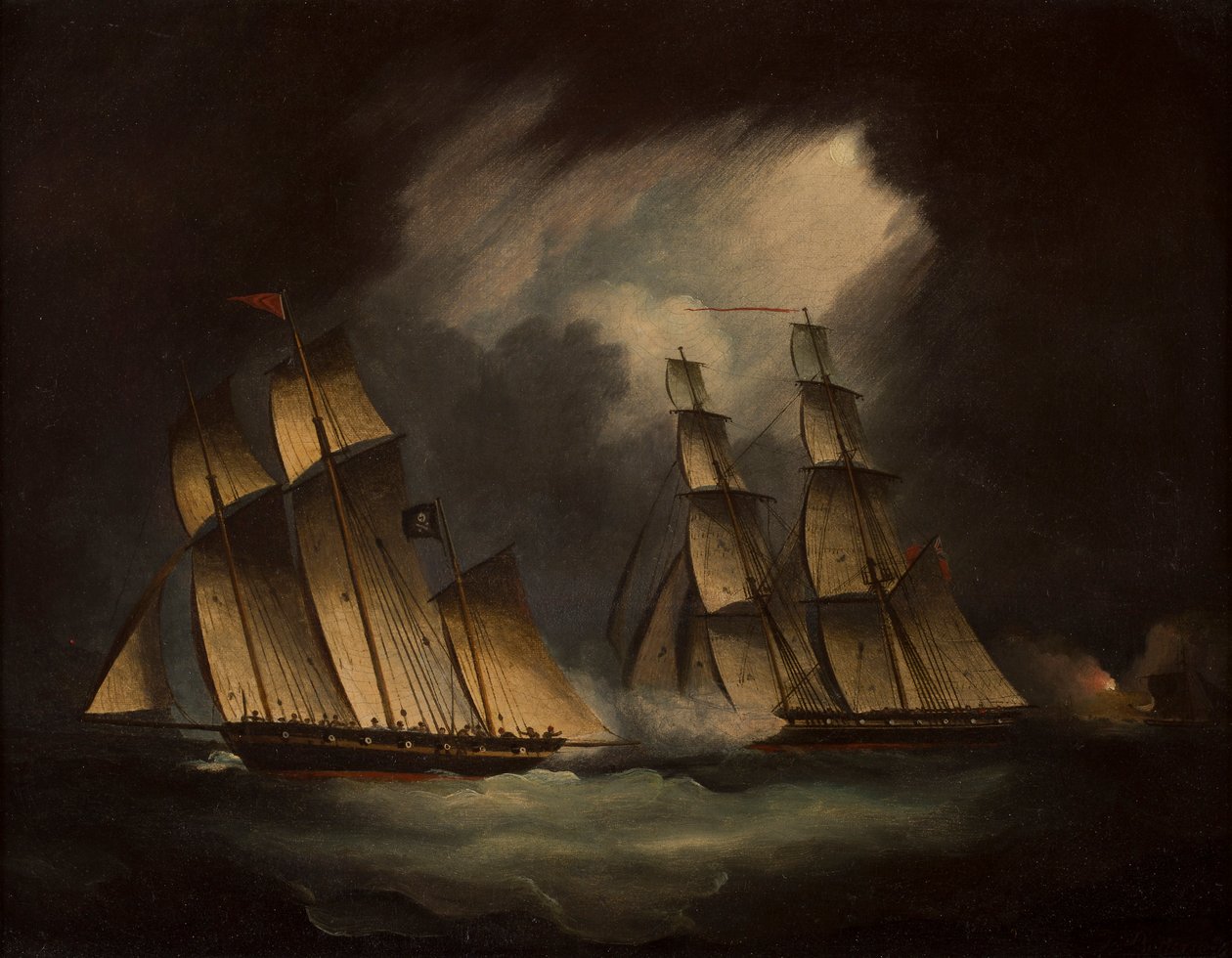 The Pirate Lugger 'Will Watch' (olje på lerret) av Thomas Buttersworth