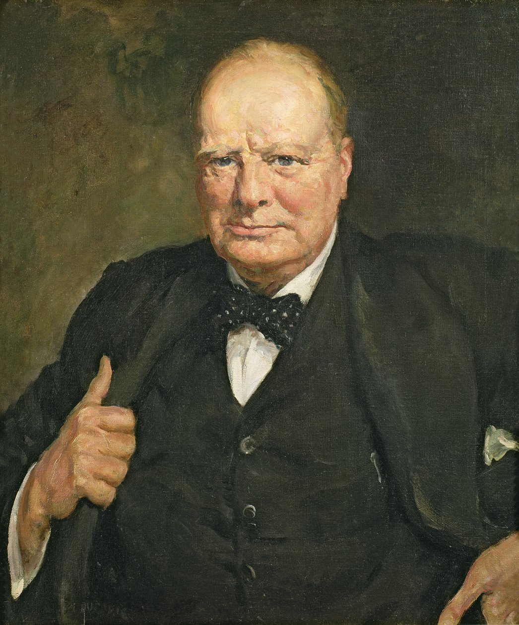 Portrett av Sir Winston Churchill (1874-1965) (olje på lerret) av Thomas Cantrell Dugdale