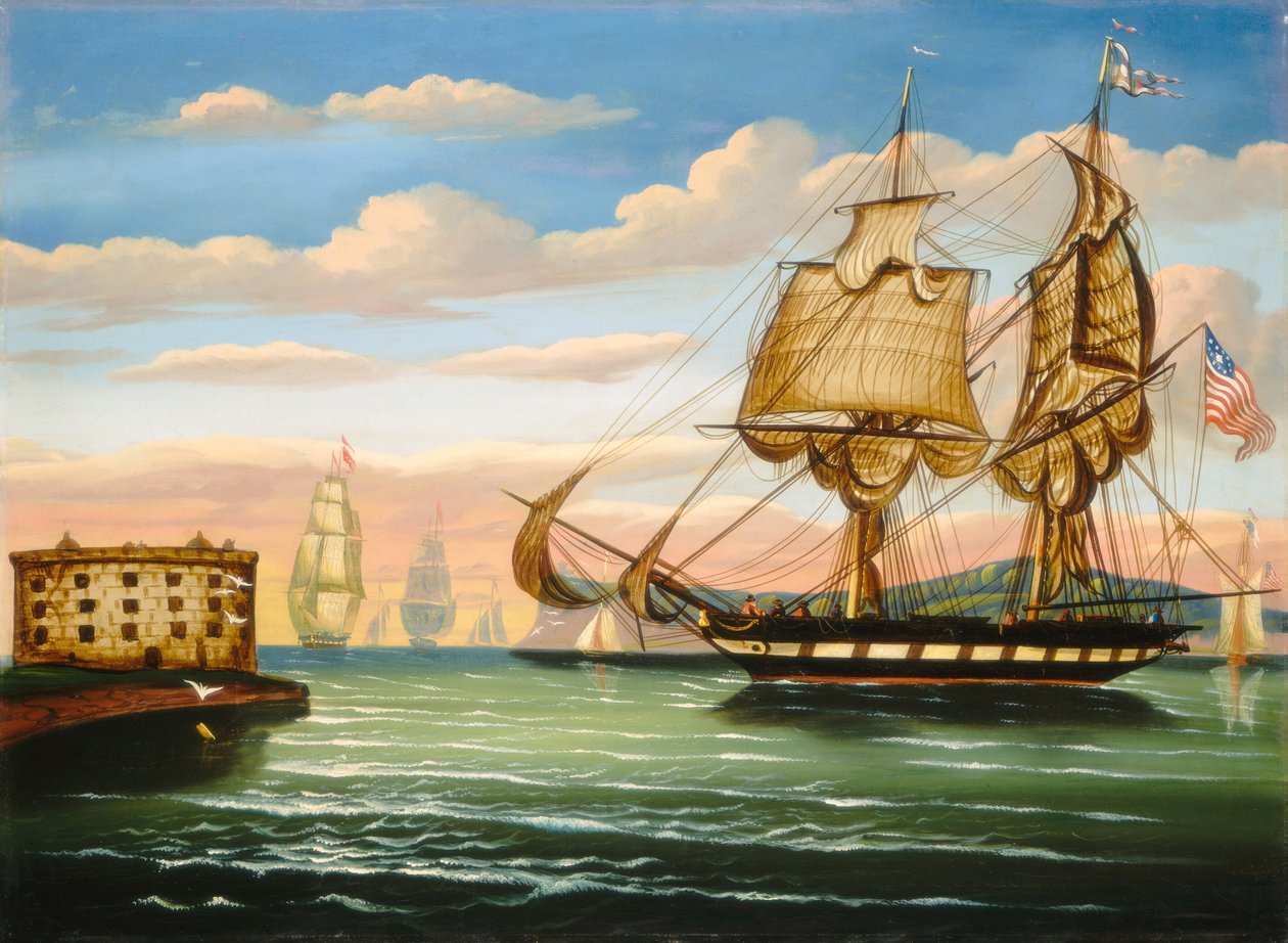Bay of New York, solnedgang av Thomas Chambers
