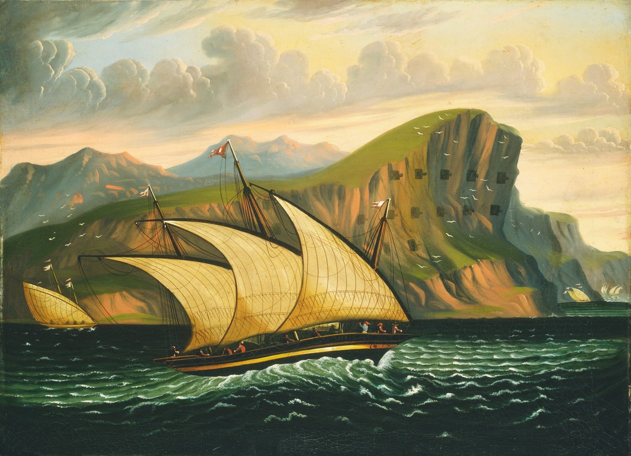 Felucca utenfor Gibraltar av Thomas Chambers