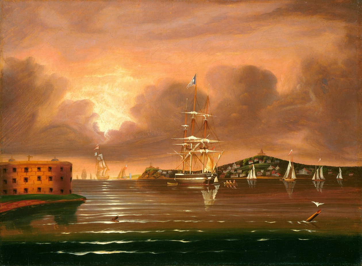 Threatening Sky, Bay of New York, midten av 1800-tallet. av Thomas Chambers