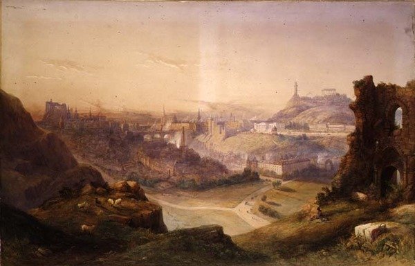 Edinburgh fra Salisbury Crags av Thomas Charles Leeson Rowbotham