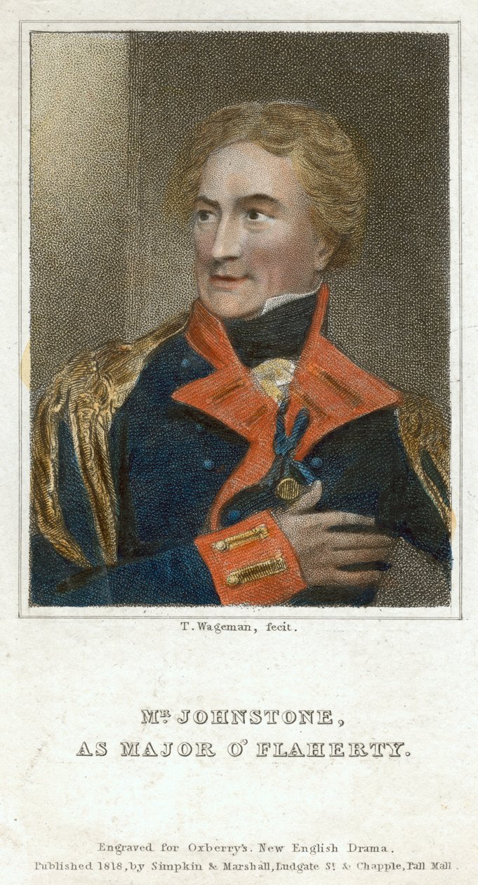 Mr Johnstone som major OFlaherty, 1818. av Thomas Charles Wageman