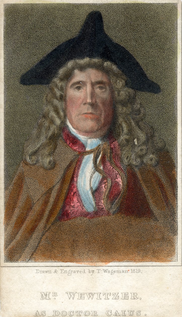 Mr Wewitzer som doktor Caius, 1819. av Thomas Charles Wageman