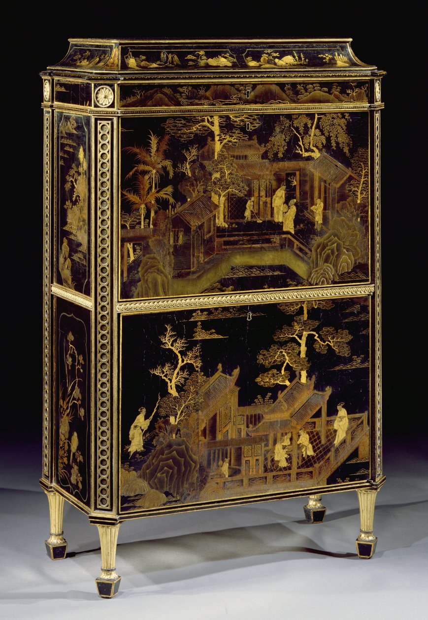 Lakkert damesekretær, laget for Harewood House av Thomas Chippendale