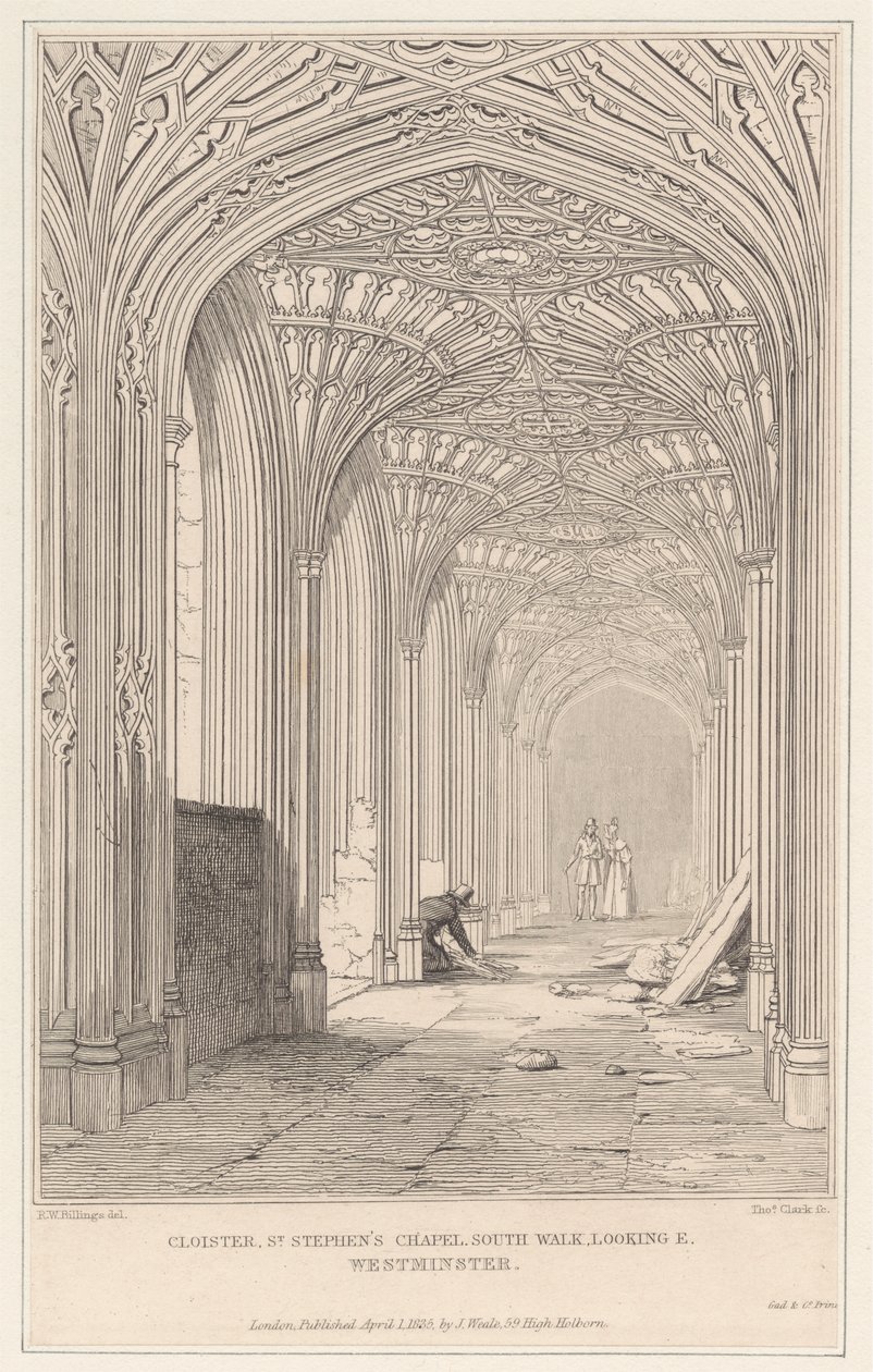 Cloister, St. Stephen's Chapel, South Walk, ser E. Westminster av Thomas Clark